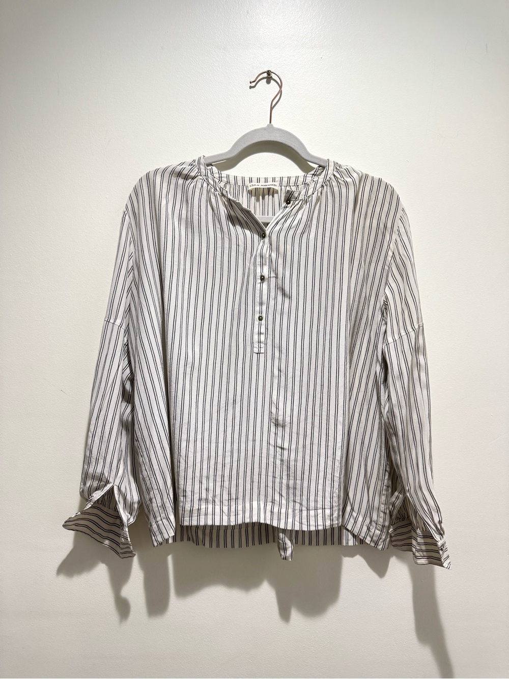 Ulla Johnson 100% Silk Striped Blouse Size 2 Ivory Black